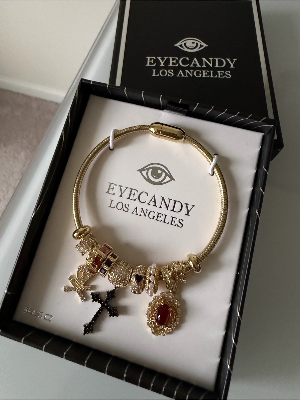 Gold gothic Charm bracelet
